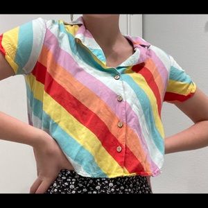 Rainbow Forever 21 Button Up